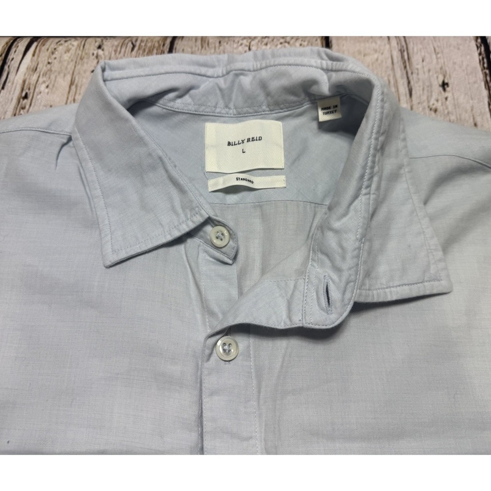 Billy Reid Shirt Mens Large Light Blue Button Down Long Sleeve Cashmere Cotton - Picture 3 of 6